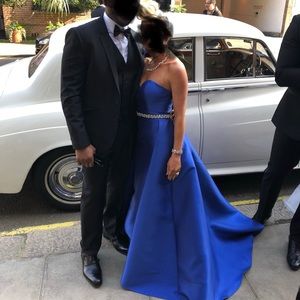 Ellie Wilde royal blue gown with cape